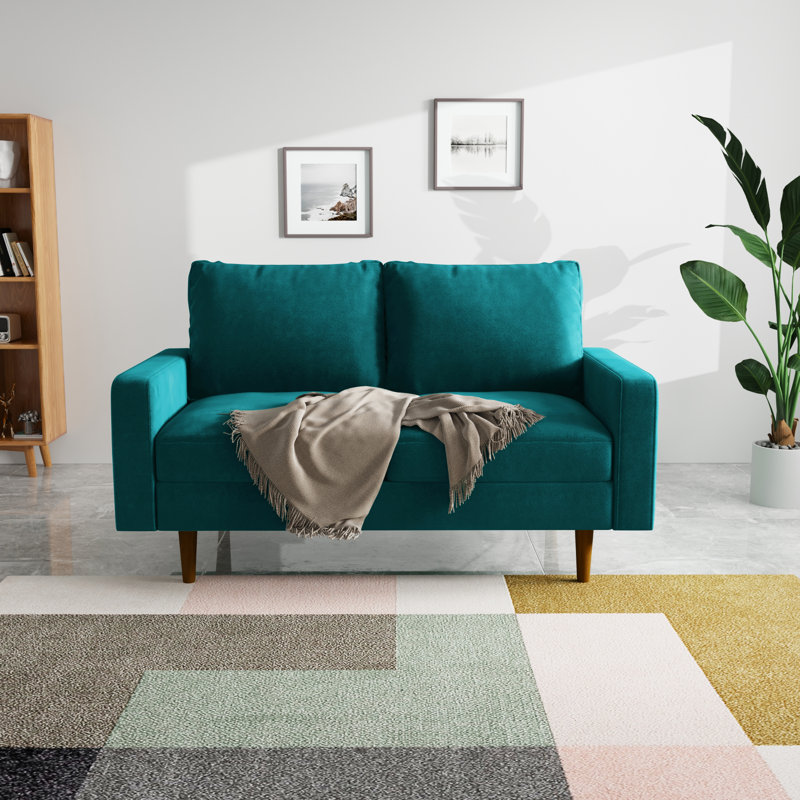 Causeuse Merissa, Velours bleu sarcelle
