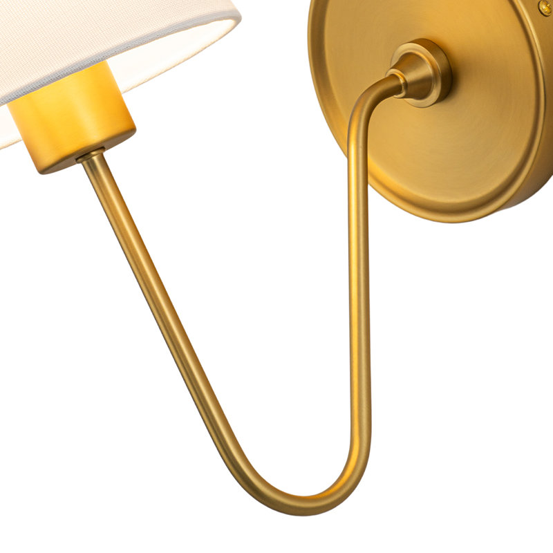 Applique murale 1 lumière en tissu cône de lin rétro