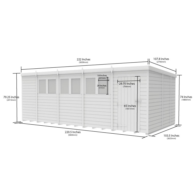 19x9 Pent Composite Shed