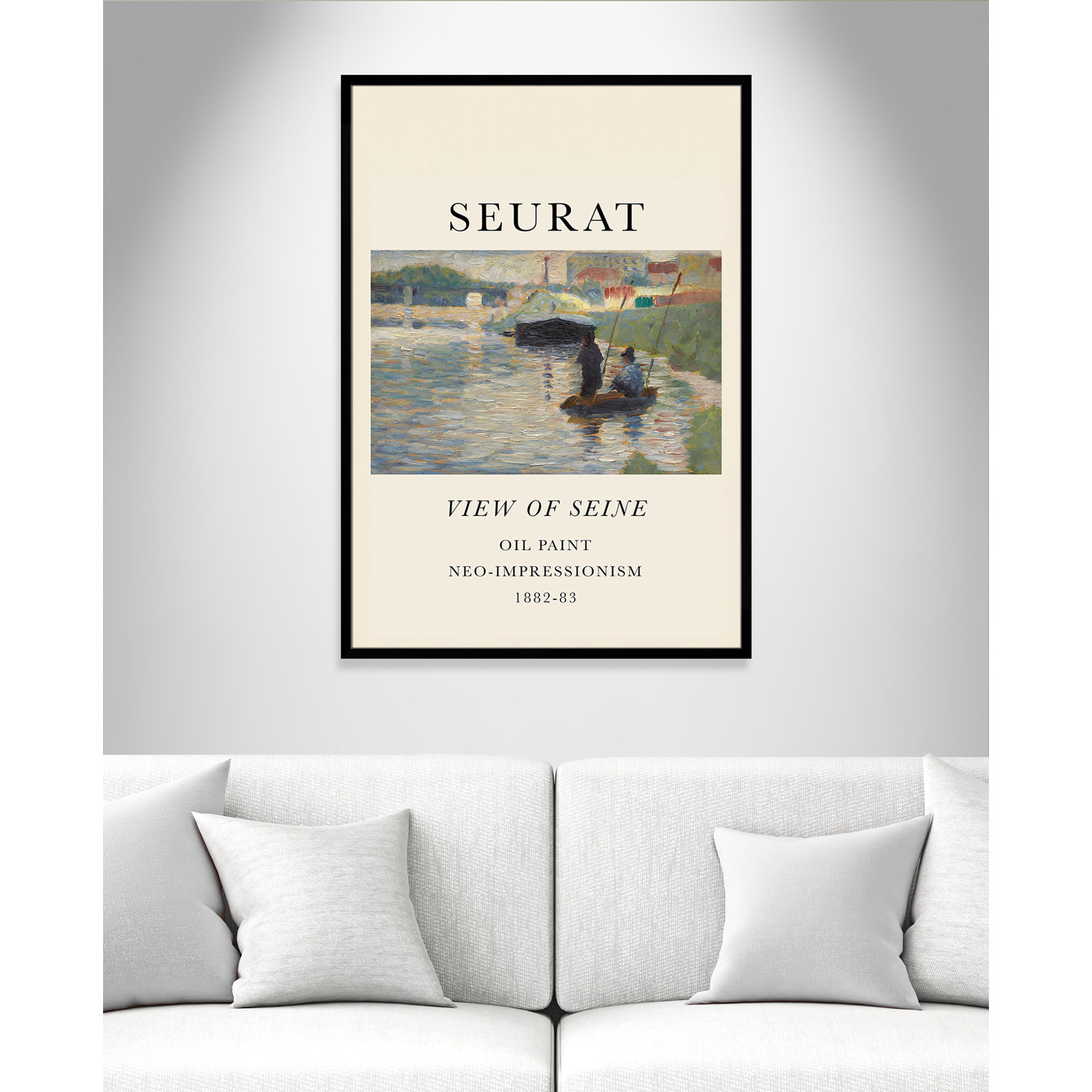View Of Seine by Georges Seurat, No, Black Single Picture Frame, 55" H x 39" W x 1.25" D