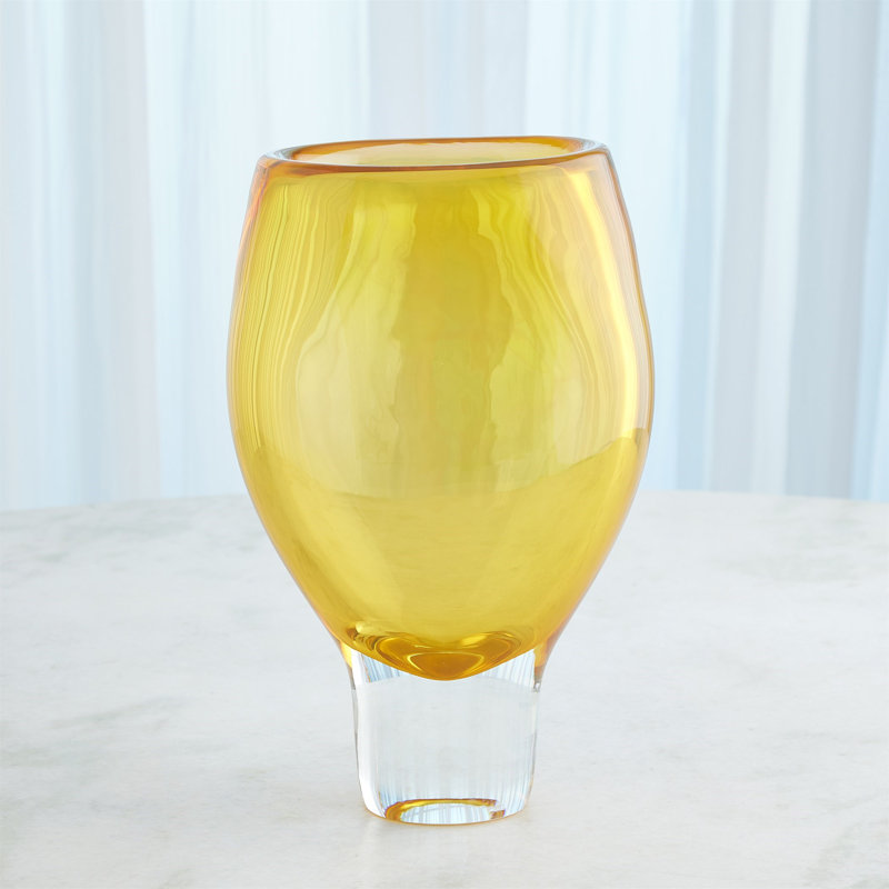 Vase-Amber-Lg, 15" H x 8.5" W x 5" D