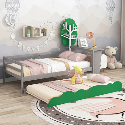 Lit de jour simple avec bureau mm gris