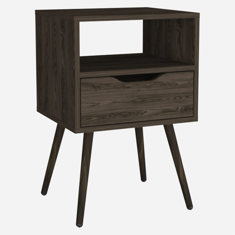 1-Drawer 1-Shelf Nightstand, Brown