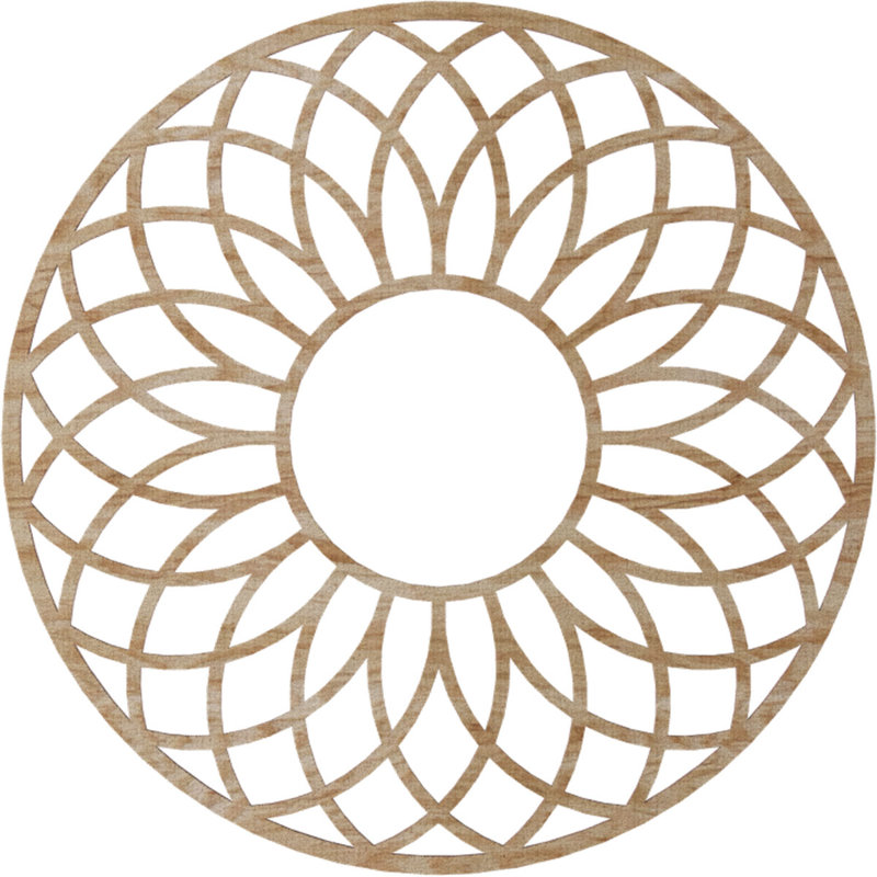 32"OD x 11"ID x 3/8"T Cannes Wood Fretwork Pierced Ceiling Medallion, Hickory, Oak, 28" H x 28" W x 0.38" D