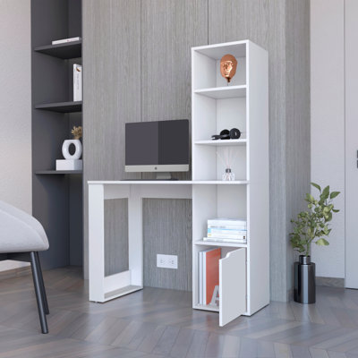 Bureau d'ordinateur avec armoire à une porte et tablette à 4 niveaux Bicknell (bureau)