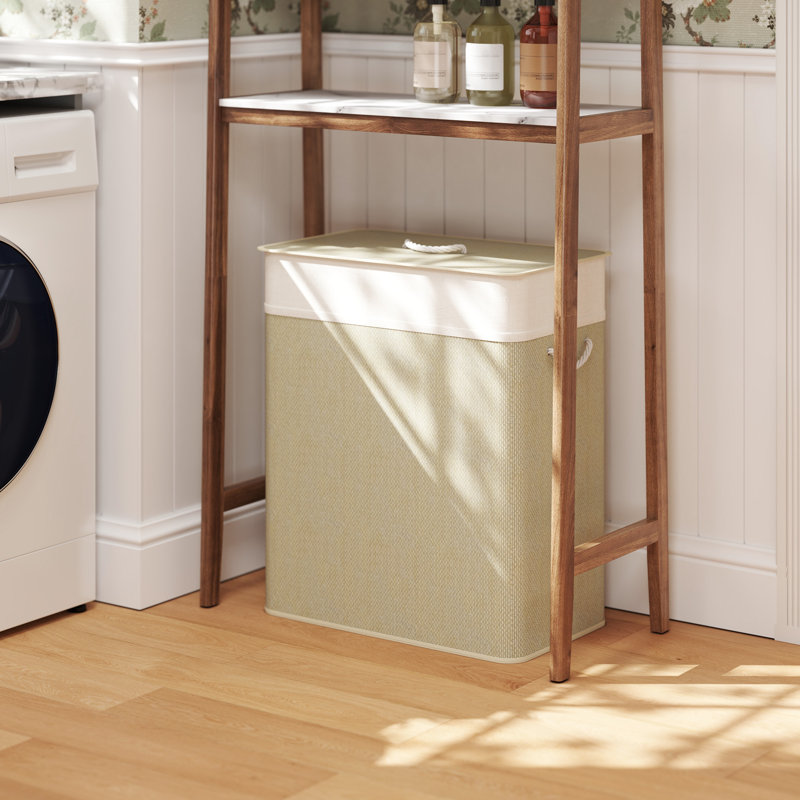 Bamboo Laundry Hamper, Cream White