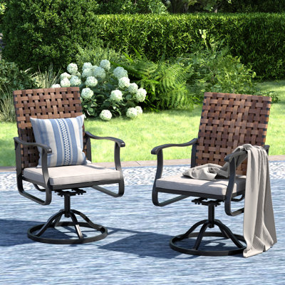 Chaise de salle à manger d'extérieur pivotante en PE avec coussin