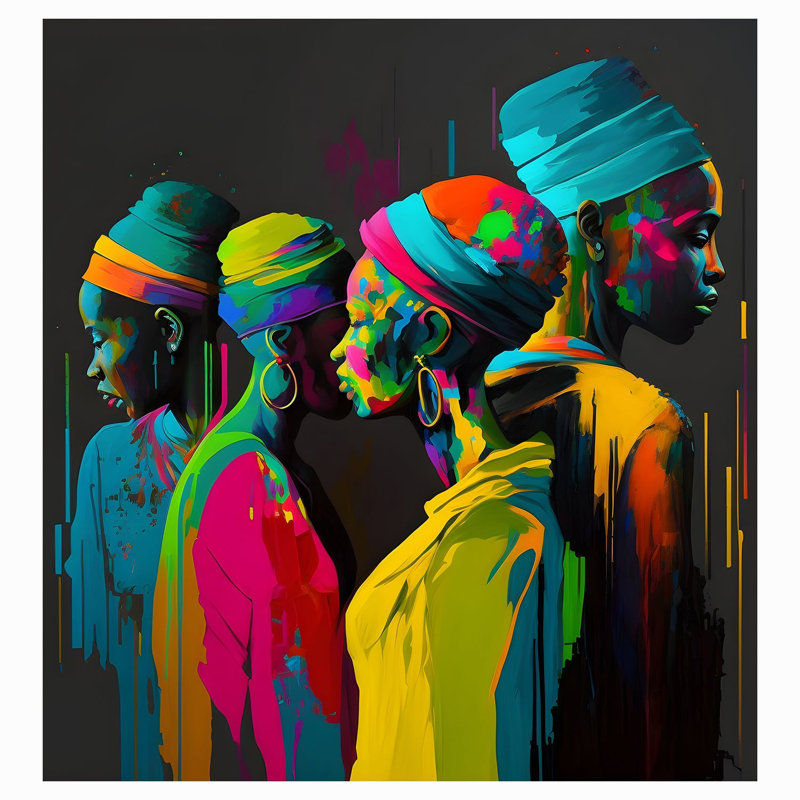 Papier peint de qualité supérieure - Femmes d'Afrique colorées, L 90 po x l 90 po