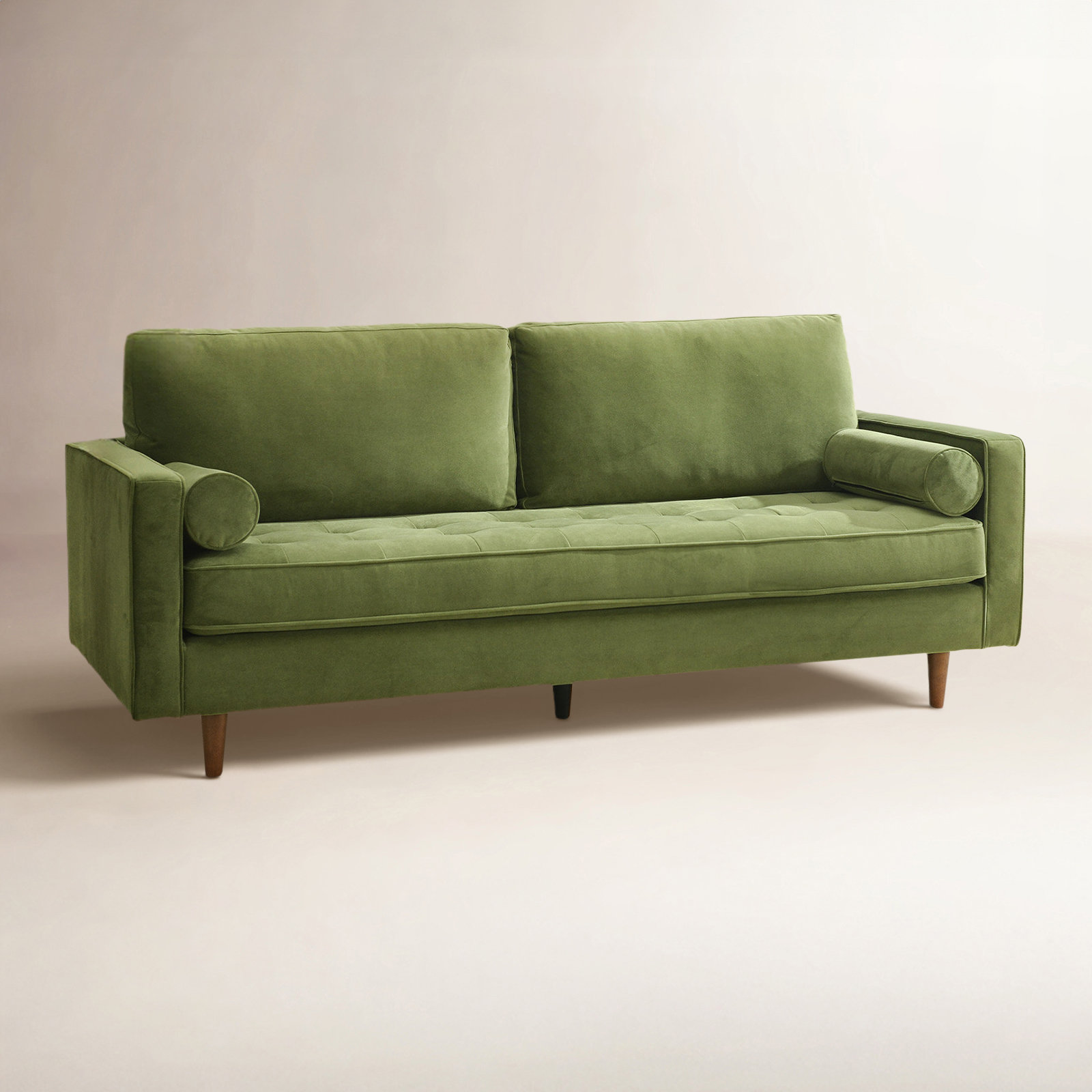Geo 84" Upholstered Sofa, Green Velvet