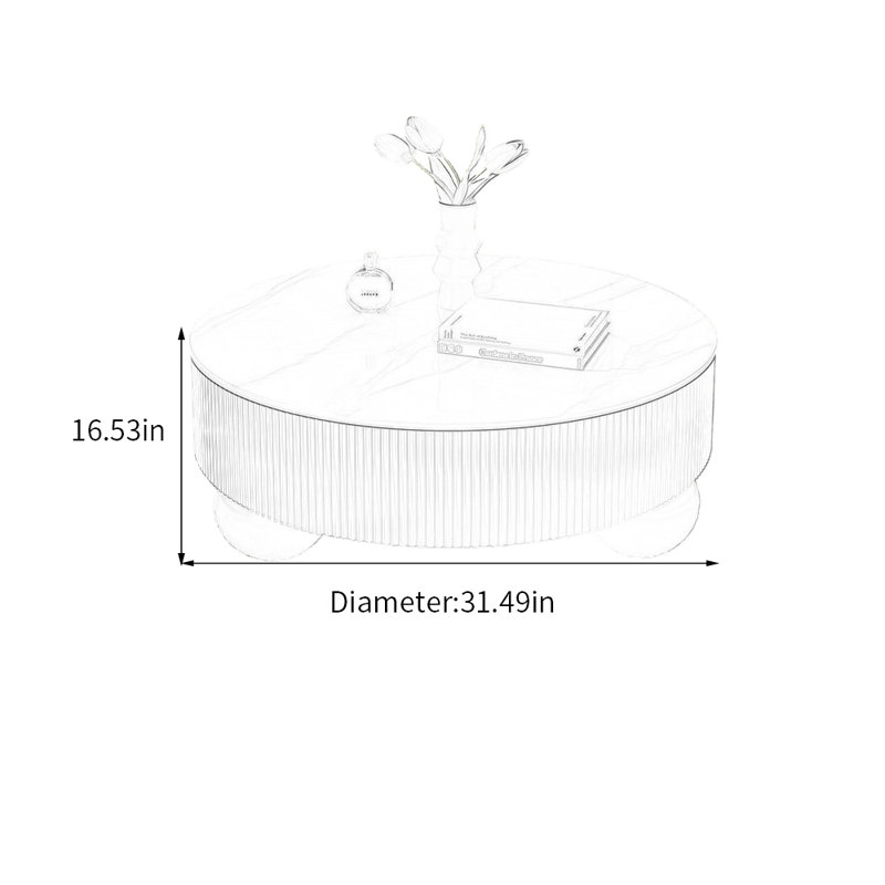 Table basse Luxury, Blanc / Gris, Blanc/Noir, 16.53" H x 31.49" L x 31.49" W
