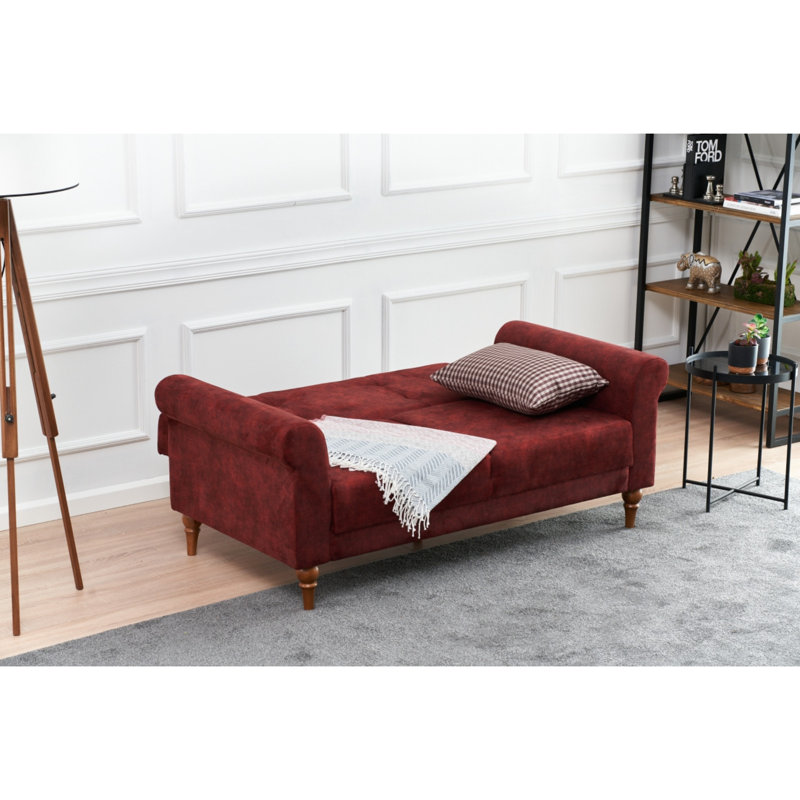 Canapé-lit rembourré 63 po Jacey, 100 % polyester rouge