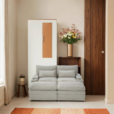 Canapé-lit modulaire de 70,9 pouces avec espace de rangement, deux repose-pieds amovibles, quatre ports USB et deux porte-gobelets