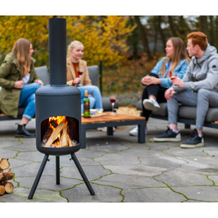 Fuego Cylinder Clay Wood Burning Smokeless Chimnea