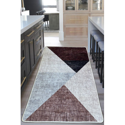 Elegant Hall Carpet (31.5 x 78.7 inches), Beige/Claret Red/Grey/Black, 100% Polyester, 0.4 in Pile Height | Antibacterial, Non-Slip, Machine Washable | Perfect for Entryways & Living Rooms, Durable & Stylish Design