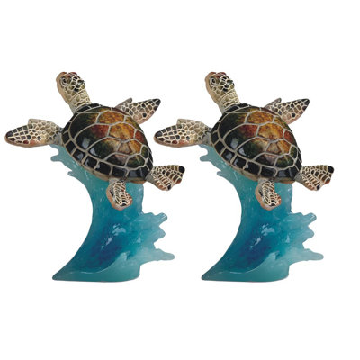 "2-PC Set" ICE ARMOUR 5 "H tortue de mer verte nageant sur une vague