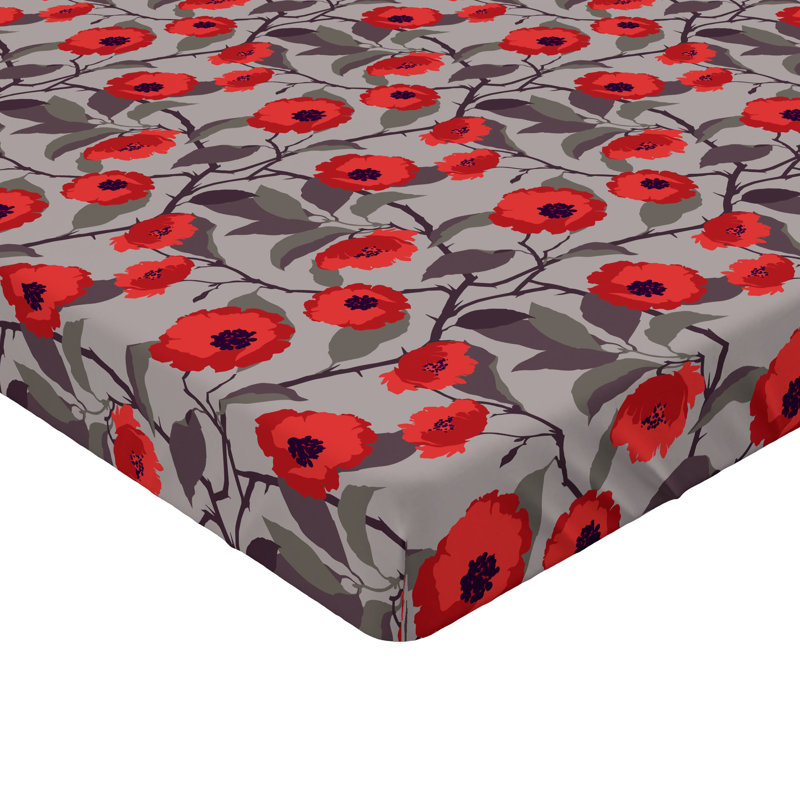 Ambesonne Fitted Sheet, Warm Taupe/Dark Coral Floral, Full Fitted Sheet