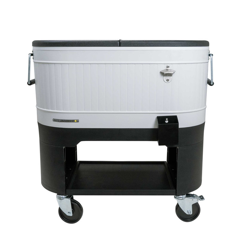 Permasteel 120-Qt White Metal Rolling Patio Cooler with Wheels