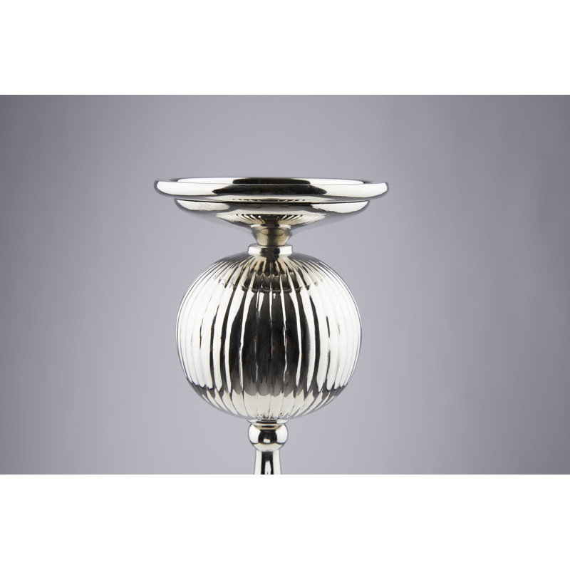 18'' H Metal Tabletop Hurricane, Silver