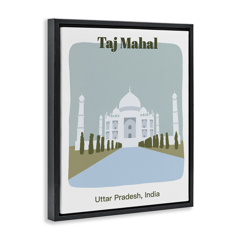 «Taj Mahal Architecture», art mural encadré sur toile flottante par Regina Moore, Cadre flottant noir de jais
