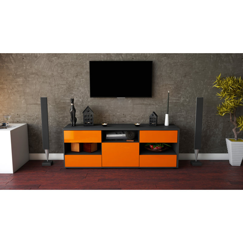 Yarger TV Stand, High-gloss Orange / Matte Anthracite
