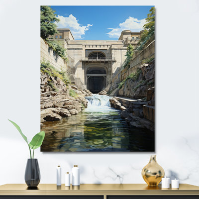 Barrage, structure, symétrie architecturale - décor mural de paysages urbains