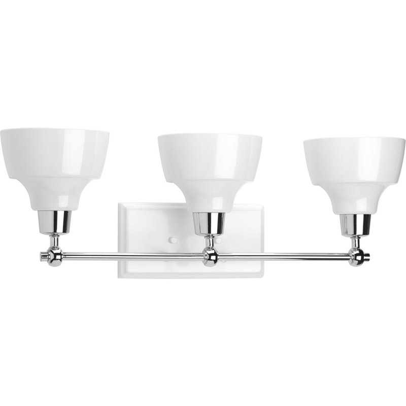 Éclairage pour meuble-lavabo à intensité variable Mable, Chrome poli, Blanc