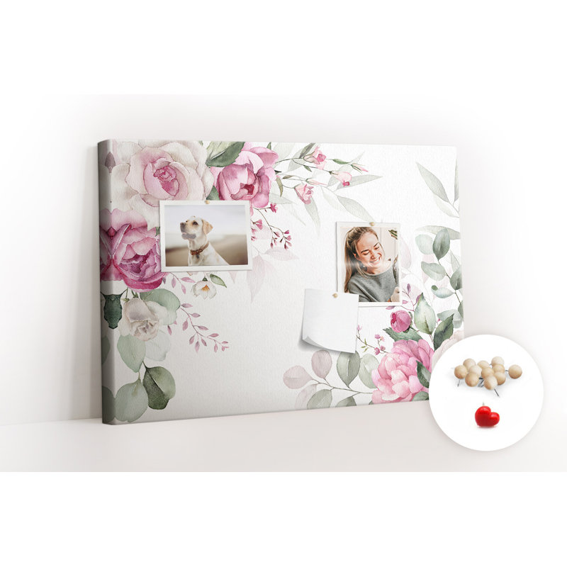Wall Mounted bulletin board print decorative wall pin board for wall home office corkboard Flowers frame