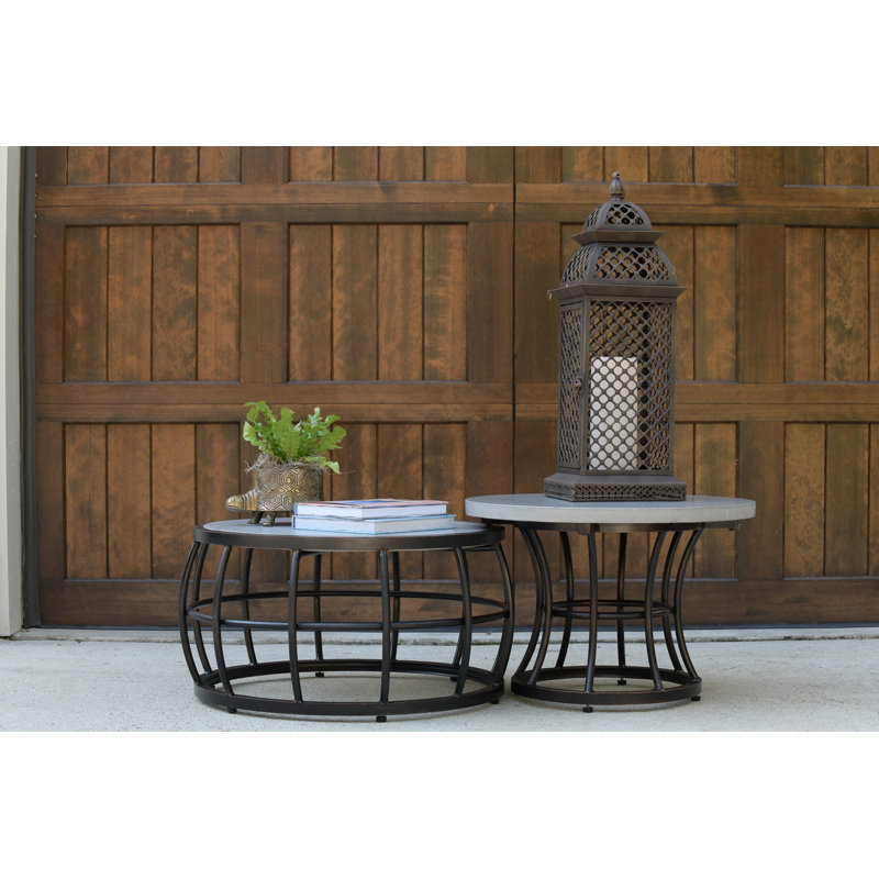 West Haven - Outdoor Coffee Table w/ Aluminum Base & Polished Concrete Top