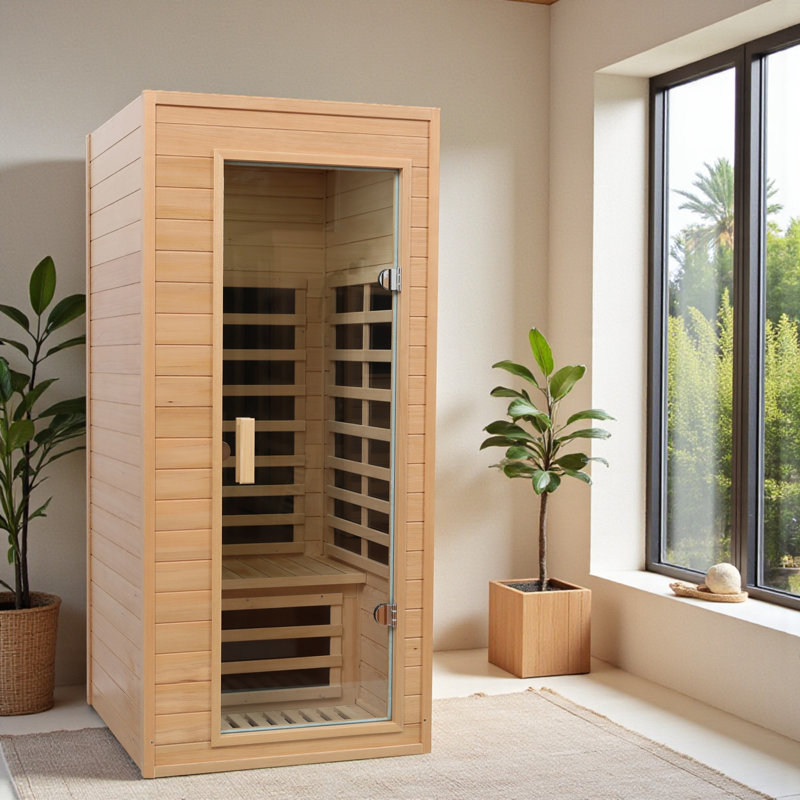 1 - Person Indoor Bluetooth Compatible FAR Infrared Sauna in Hemlock
