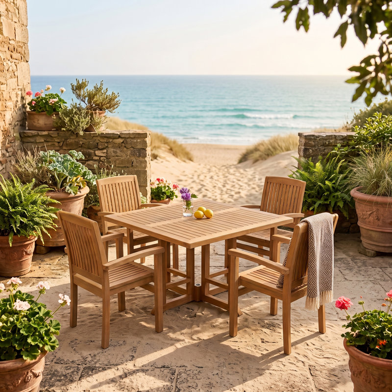 Ensemble repas d'extérieur carré 5 pièces