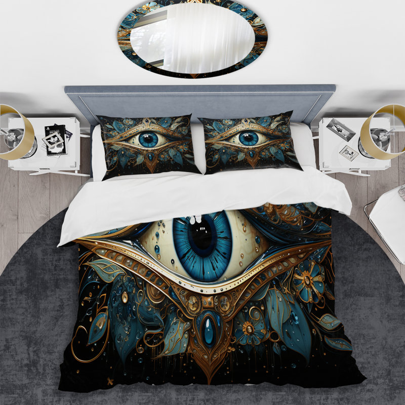 Ensemble de housse de couette en microfibre / polyester Judaism Hamsa Blessings Eye I