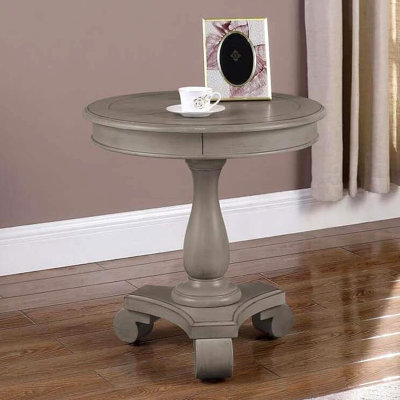 Table de bout ronde transitionnelle, table d'appoint de salon en bois