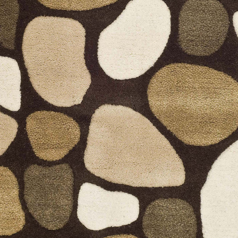 Tapis Soho capitonné à la main en laine et viscose abstrait, Rectangle 7 pi 6 po x 9 pi 6 po