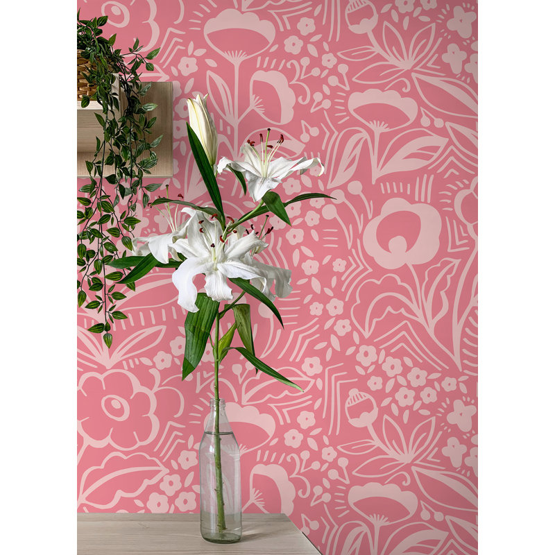 Papier peint adhésif Jeani, Rose