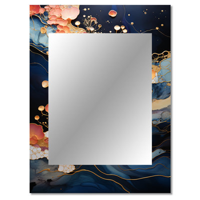 Pink and blue swirling fluid painting I - Abstract Painting Decorative Wall Mirror, Pink Large Mirror, Printed Metal Art