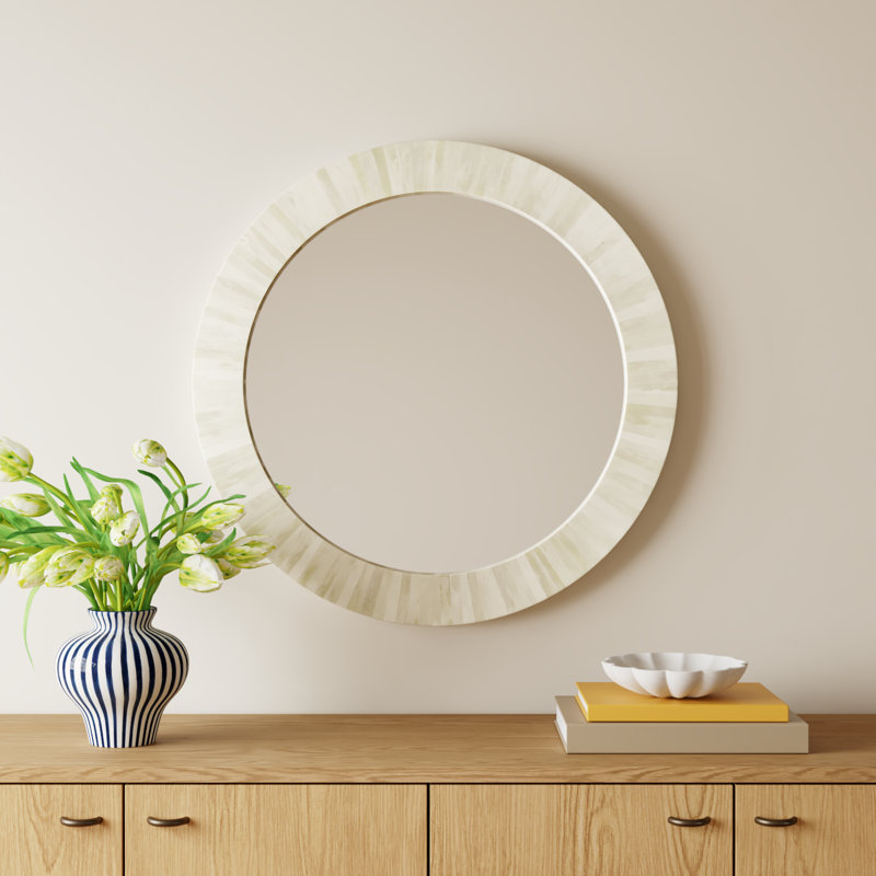 Ceri Bone Wall Mirror, Round