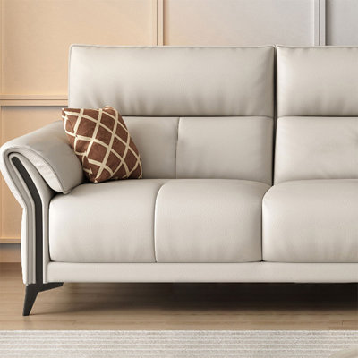 Beige Genuine Leather Standard Sofa cushion Loveseat