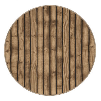 Washable Split Rail Fence Farm Area Rug
