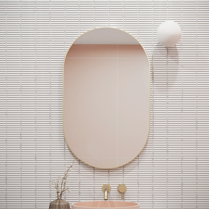 Modern & Contemporary Accent Bathroom / Vanity Dresser Mirror, Satin Brass, 36" x 22"