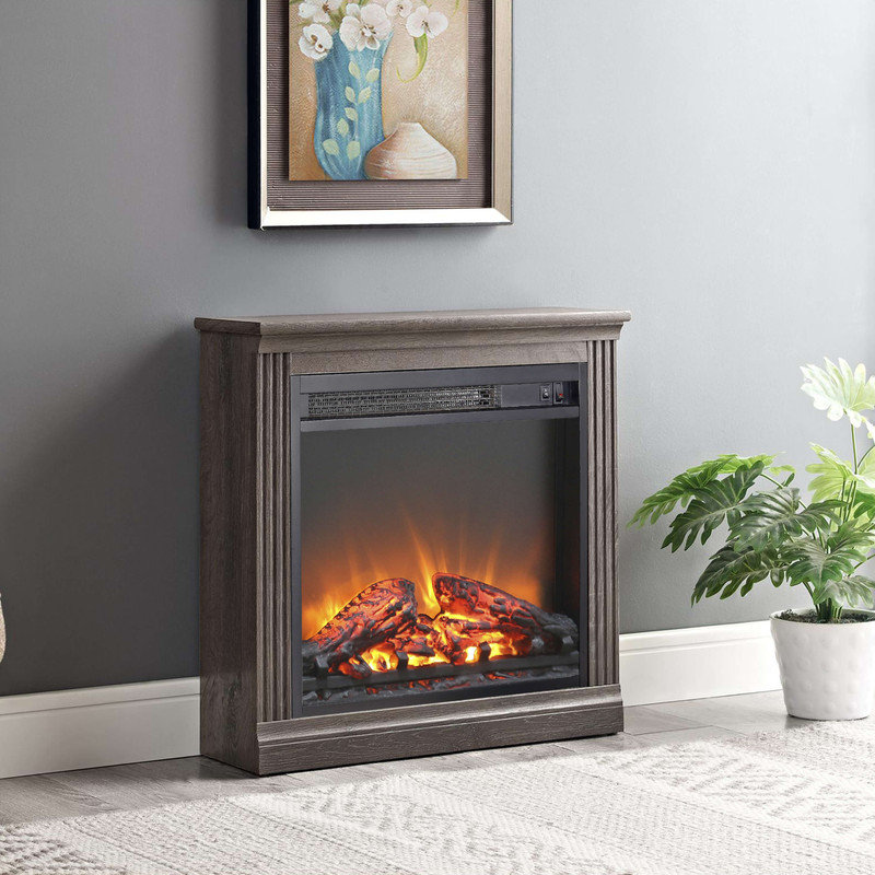 Symple Stuff 26" Electric Fireplace Insert with Remote/Timer, Log Set, 1400W, 18.1" H x 19.2" W x 5" D