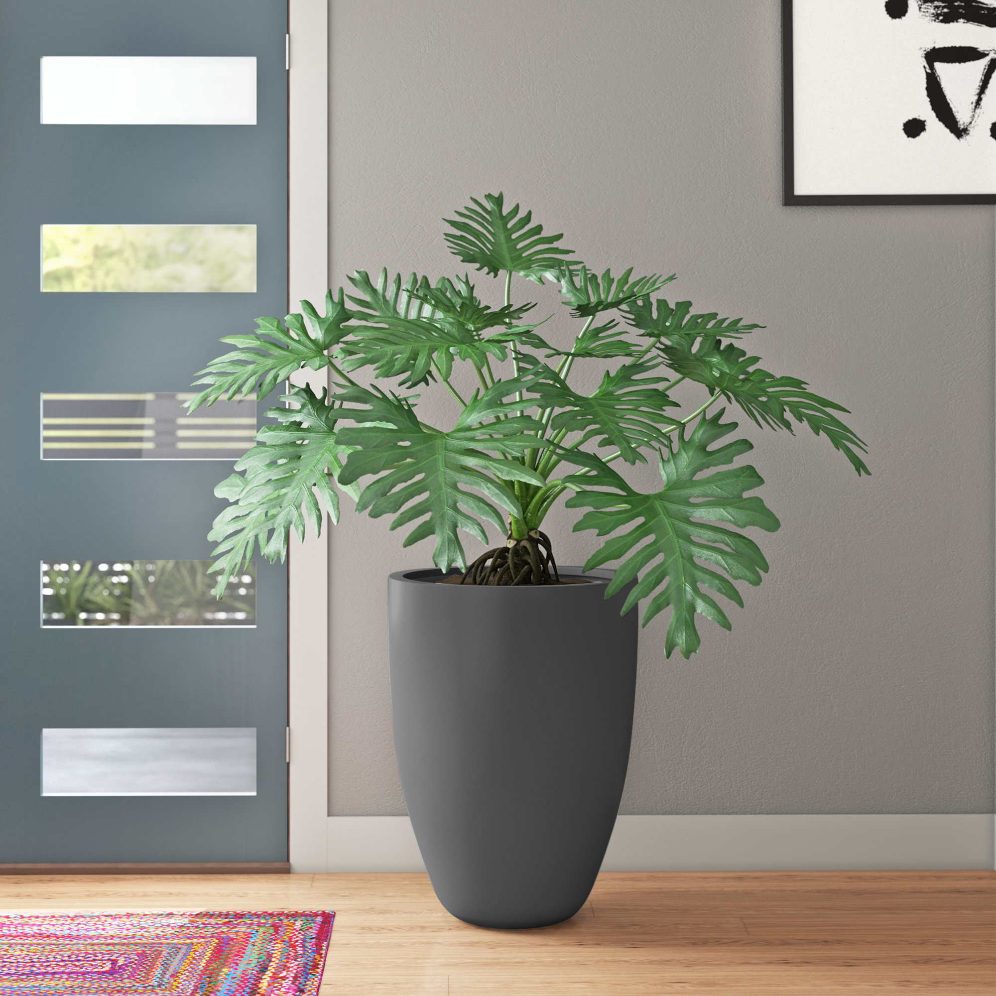 Elbe Handmade Pot Planter, 28" H x 20.5" W x 20.5" D, Gray