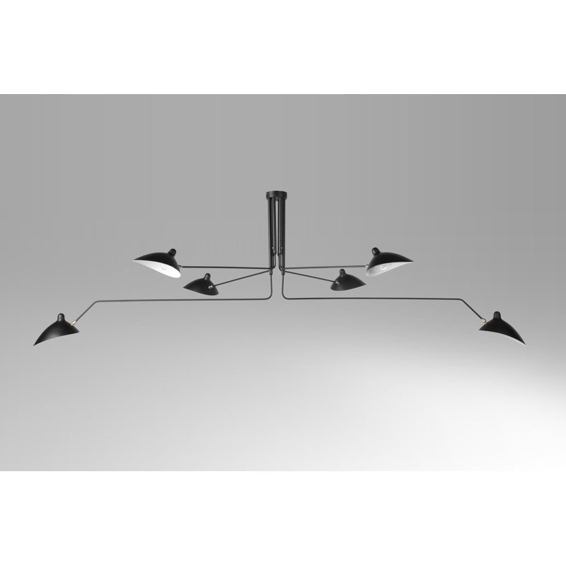Laeticia Modern 6 Light Black Arm Flush Mount Chandelier