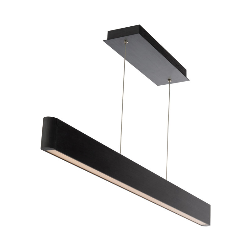 Luminaire suspendu linéaire à DEL à 1 lumière pour îlot de cuisine Logemann, Noir, 44 po
