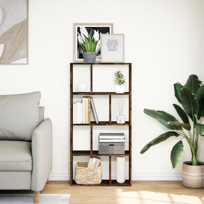 Schrey 94.5cm H Book Cabinet Bookcase, Smoked oak, (8 Shelves) 120cm H x 60cm W x 20cm D