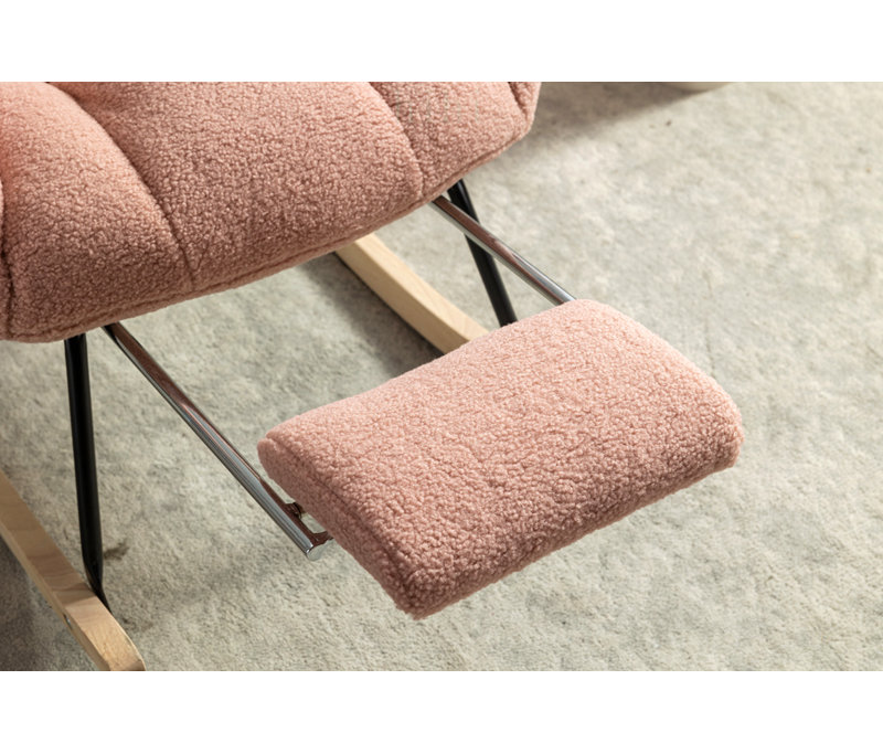 Chaise berçante en tissu Teddy, Pink