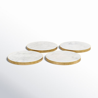 Alina Marble Gold Banded Coaster Set