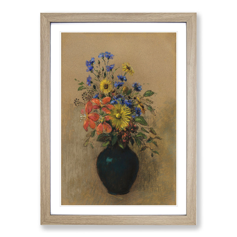 Vase of Flowers Vol.2 by Odilon Redon - Picture Frame Painting, 36cm H x 27cm W x 2cm D, Oak Framed