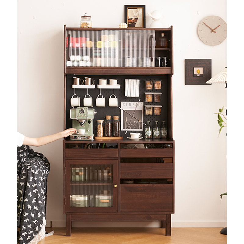 Modern Simple Multi-Functional Large Capacity Pantry Cabinet, Walnut