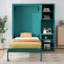 Lit escamotable mural simple avec bibliothèque, armoire supérieure, bureau extensible et rangement latéral-288575071