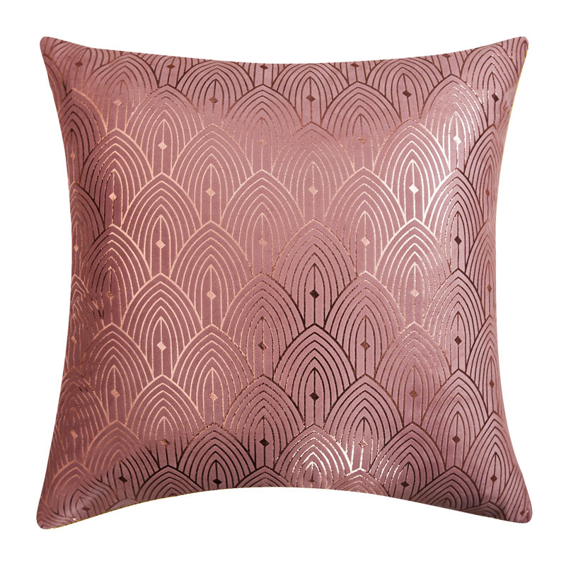 Geometric Velvet Reversible Throw Pillow, Pink, 20" x 20", Filled